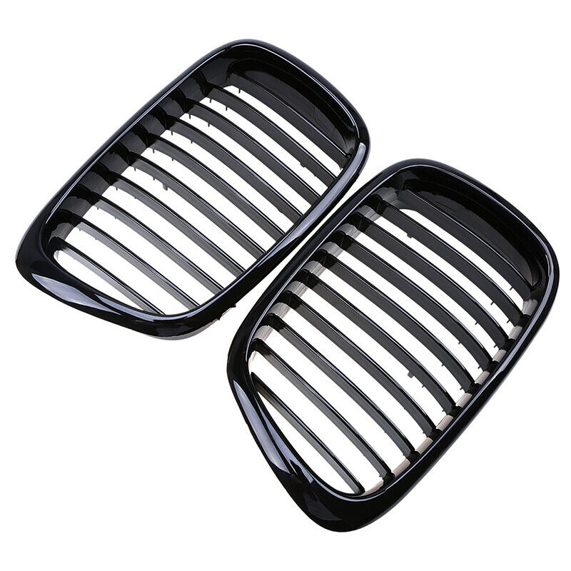 Pair Fit For BMW 5-Series E39 Sedan 1995-2003 Black Front Bumper Kidney Grilles