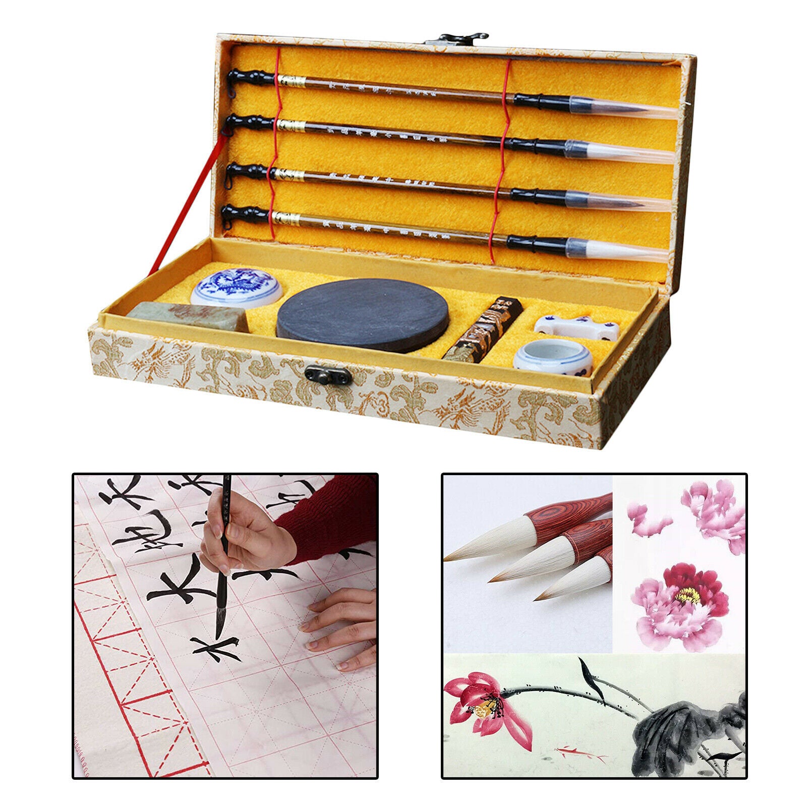 11 Professional Chinese Calligraphy Writing Drawing Brush Ink Stick Kit