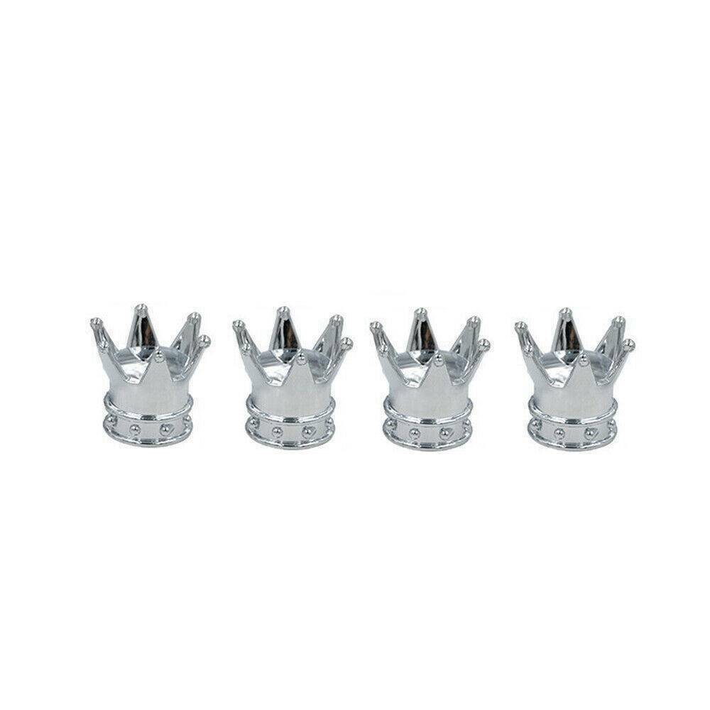 4x Chrome Royal "Crown" Tire Air Valve Stem Caps for Car, Truck SUV ,Motorcycle