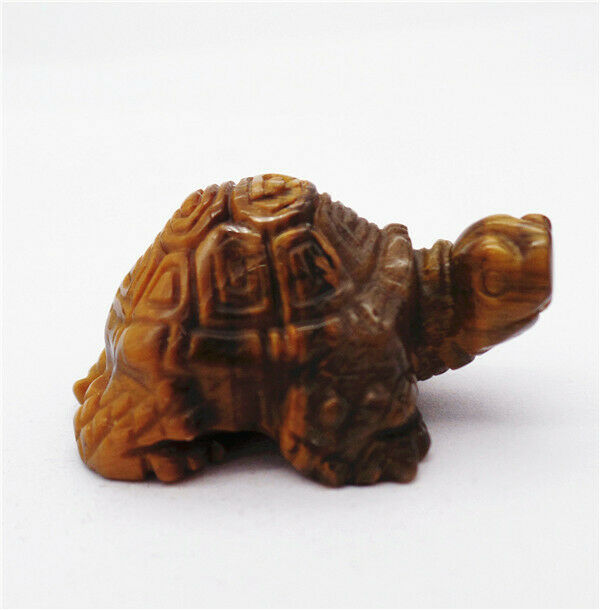 36x24x18mm Natural Tiger Eye Gem Carved Tortoise Decoration Statue Decor HH7910