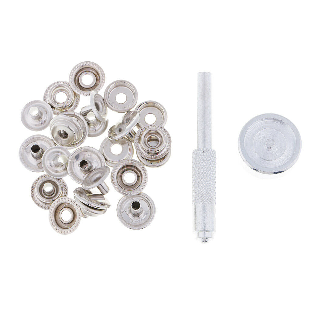 6 Sets of 15mm Snap Fastener Poppers Snap Fastener W / Fixing Tool Sewing