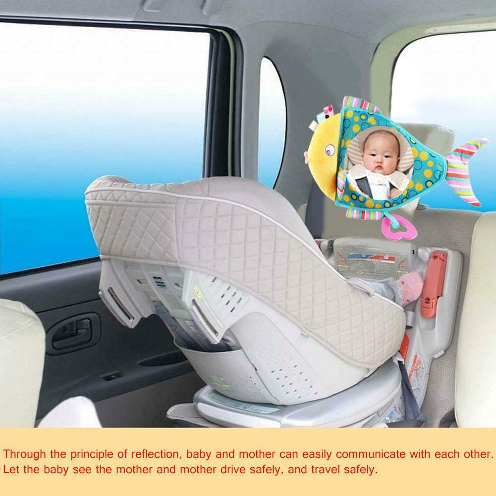 Adjustable Baby Car Back Seat Mirror Kids Fish Plush Safety View Monitor @