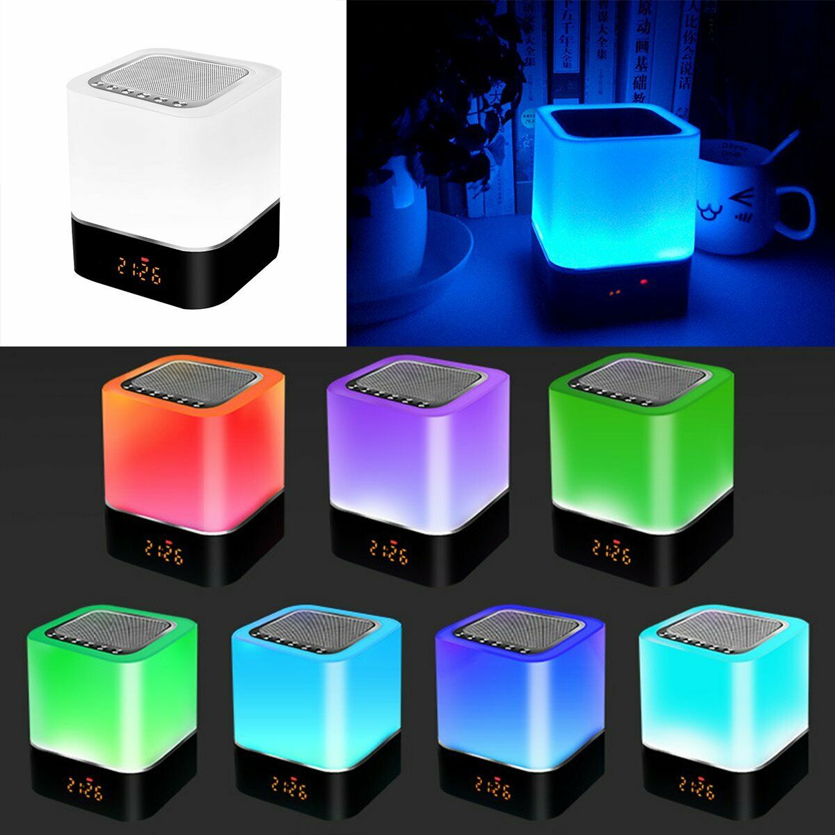 LED Handfree HIFI Speaker Music Smart Touch & Night Light Desk Lamp Alarm Clock