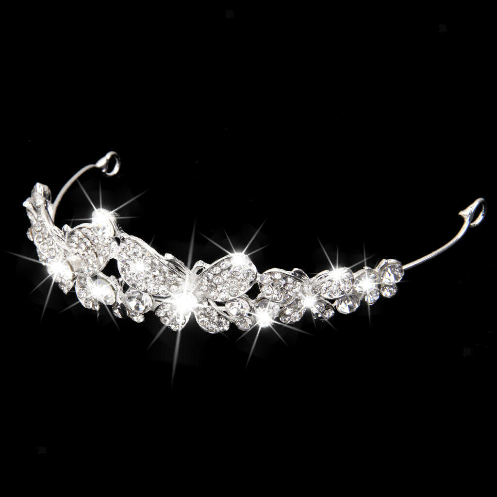 Wedding Tiaras And Crowns Veil Headband Rhinestone Butterfly Pageant Tiara