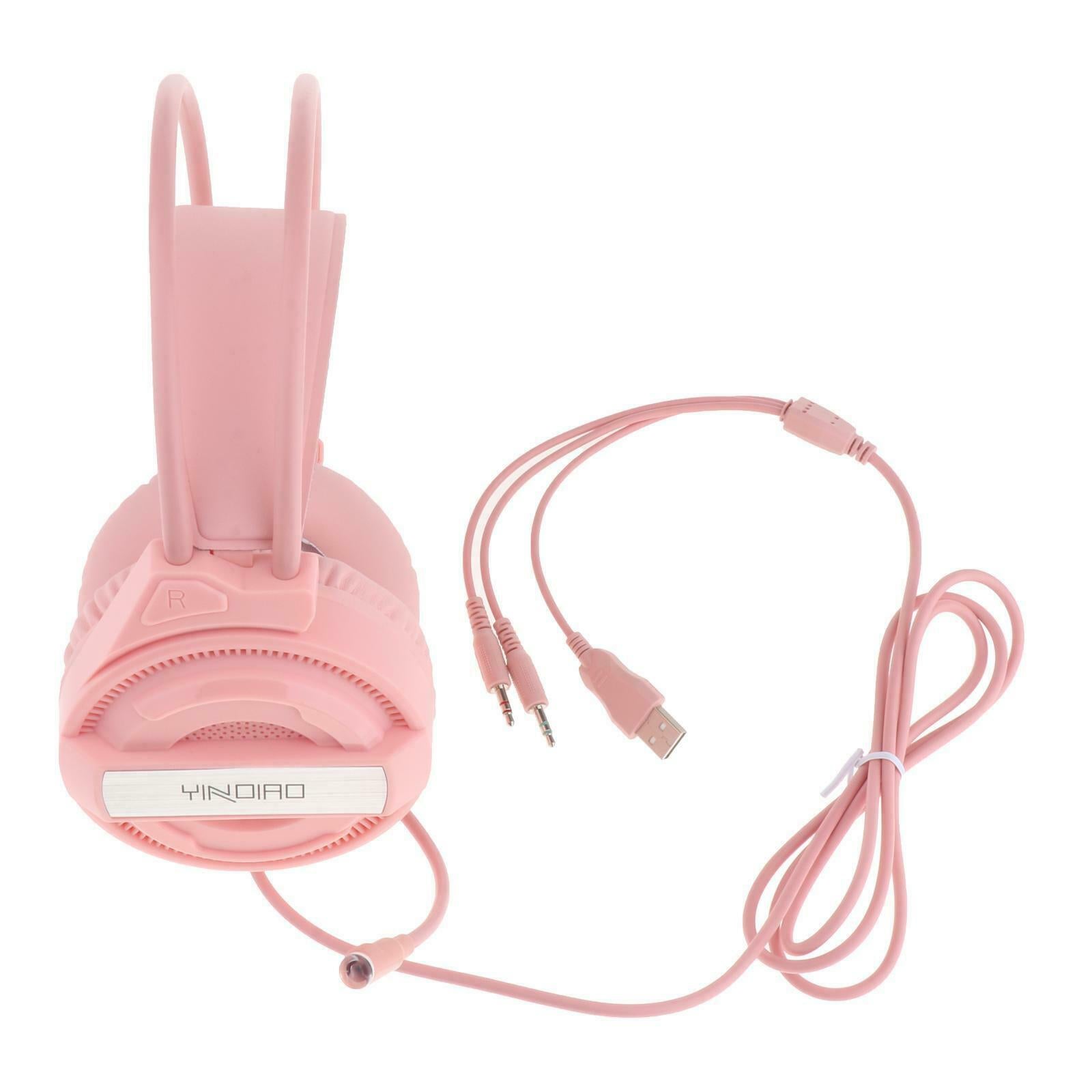 with Mic Over Ear Gaming Headset Headphones for Gamer Soft Earmuffs Pink