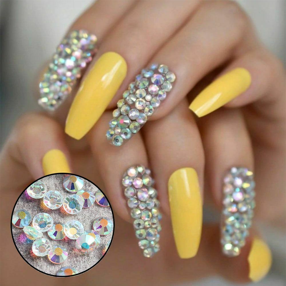 Nail Charms Stones Nail Rhinestones Aurora Flame White AB Crystal Nail Diamond