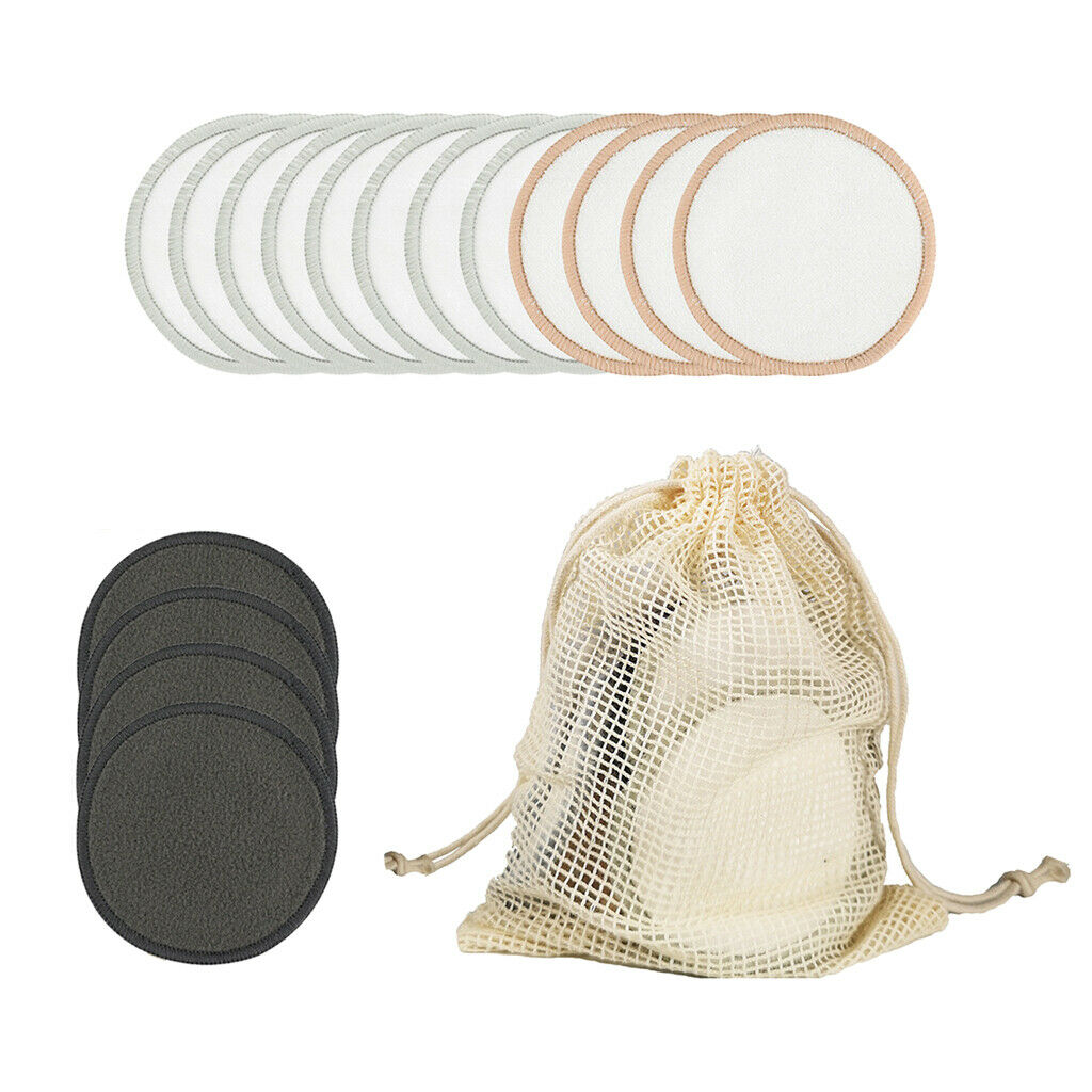 16Pc Cotton Reusable Make Up Remover Pad Facial Cleanser Pad Set Washable 02