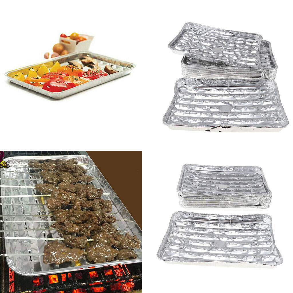 40pcs Rectangular Disposable Aluminum Foil Pan Outdoor Picnic BBQ Spare
