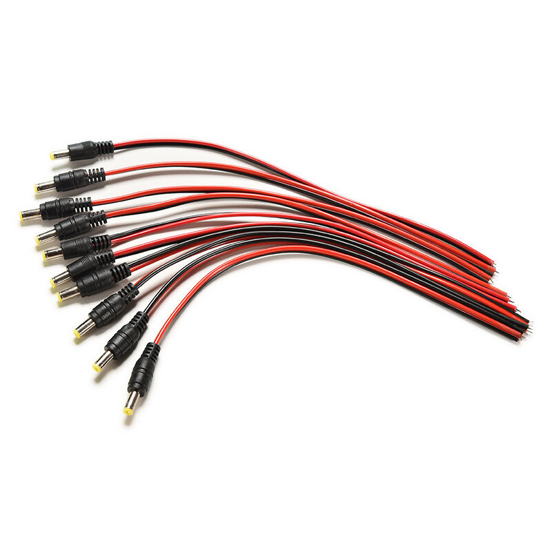 10pcs  For CCTV Security 12V DC Power Pigtail Male 5.5*2.1mm Cable Plug WireDD