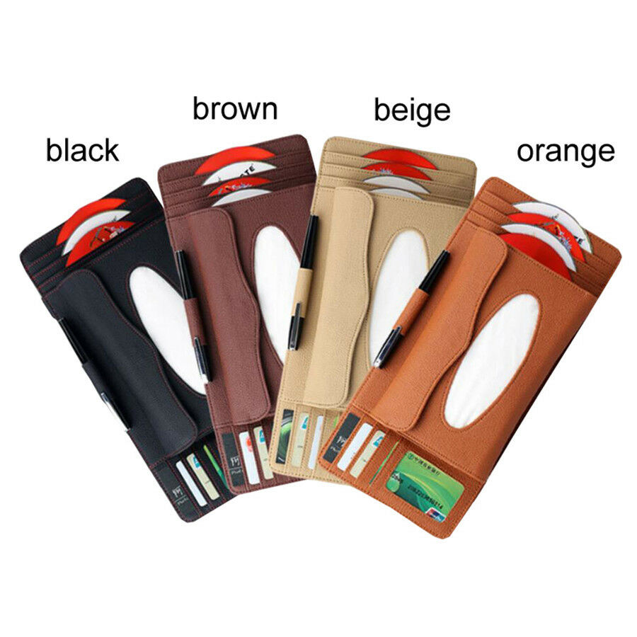 Black PU Visor Clip Holder Organizer Bag Multiple Card Slot Design for Auto Car