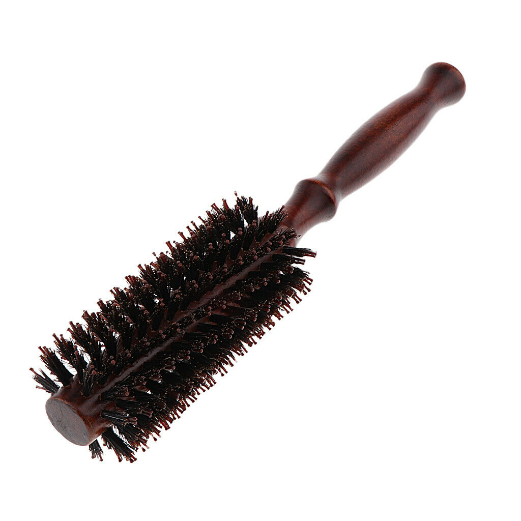 2x Unisex Wooden Hairbrush Rolled Comb Hair Styling Brush Hair Curling Brush