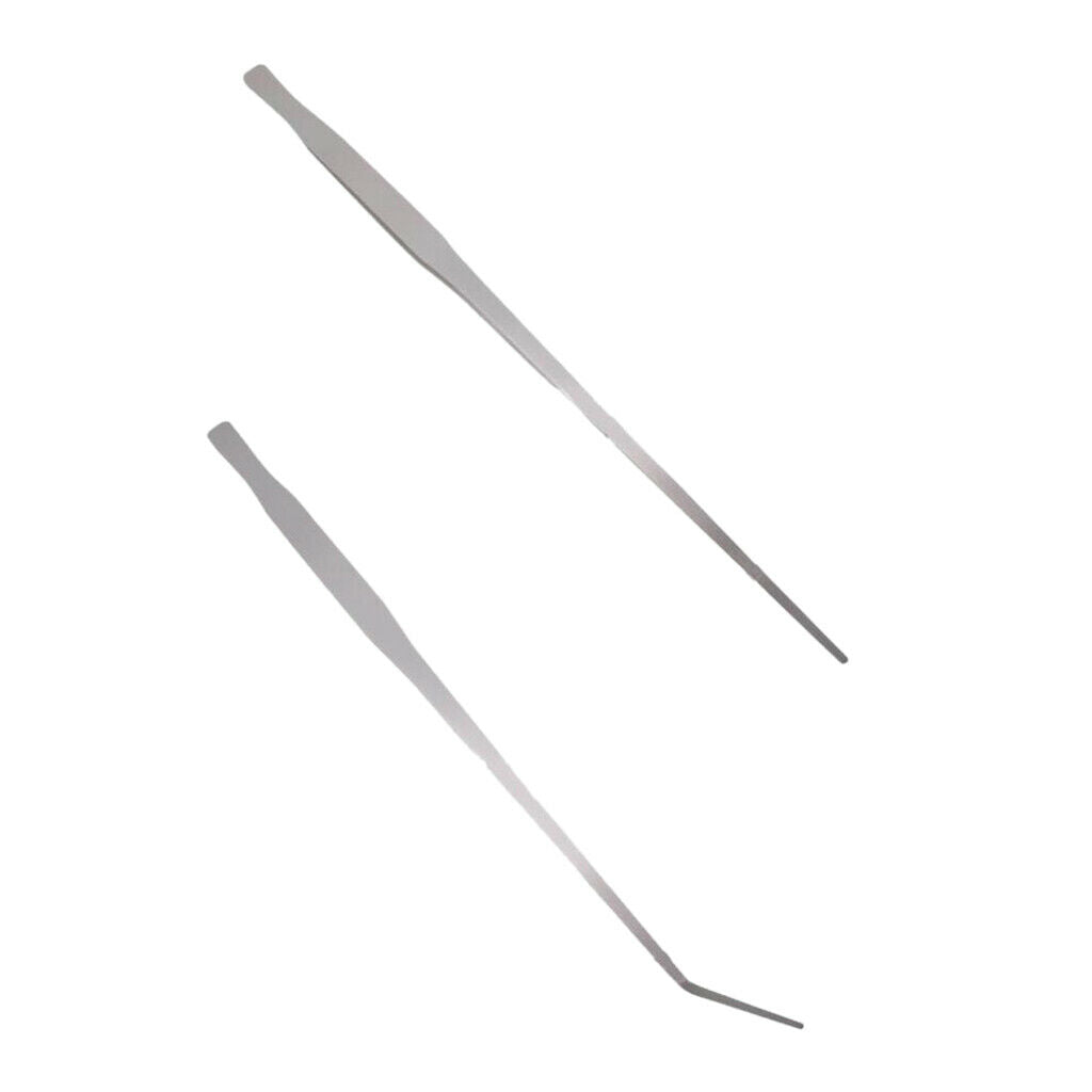 2-piece Stainless Steel Aquarium Live Tank Plant Elbow Straight Tweezer 48cm