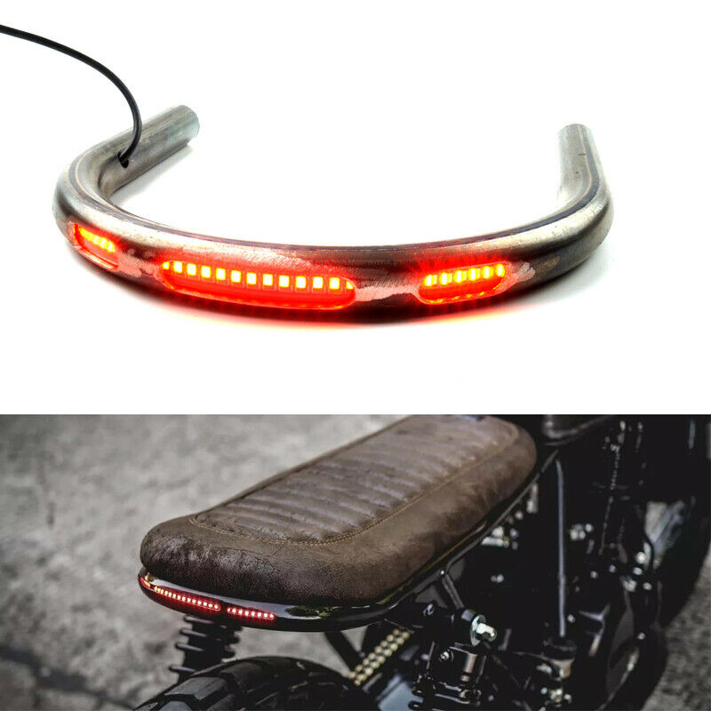 230mm Motorcycle Seat Frame Hoop Loop with LED Brake Light Turn Signal Indicator