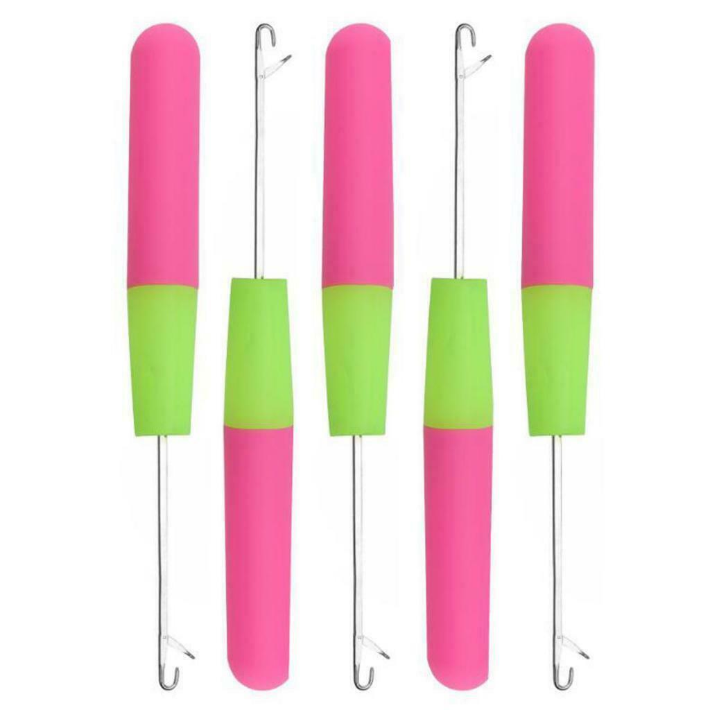 5 Packs 6in Latch Hook Crochet Needle for Braids Hair Extension Weave Pink