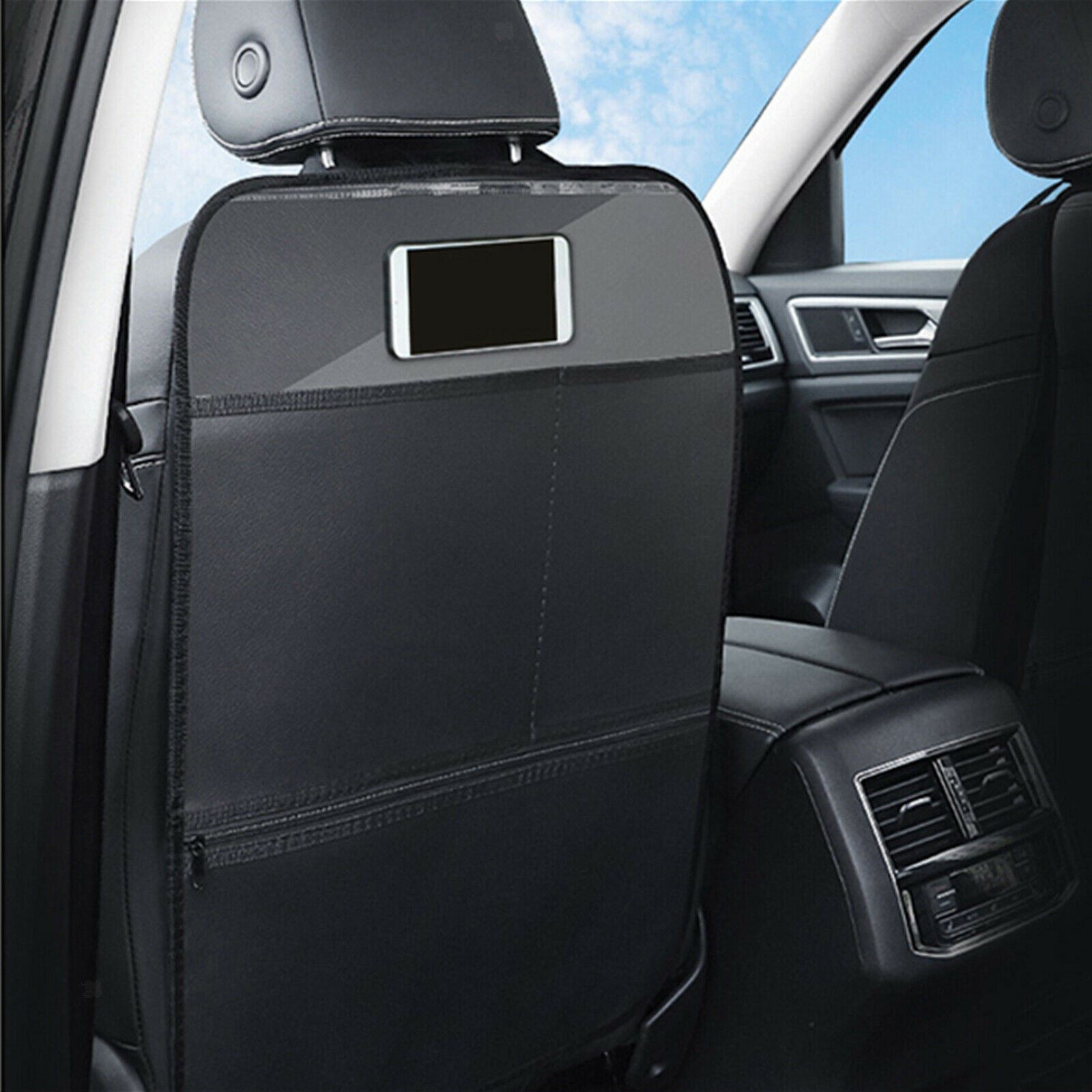 Car Seat Back Cover Kick Mat Clean Anti Stepped Dirty Waterproof Black Large