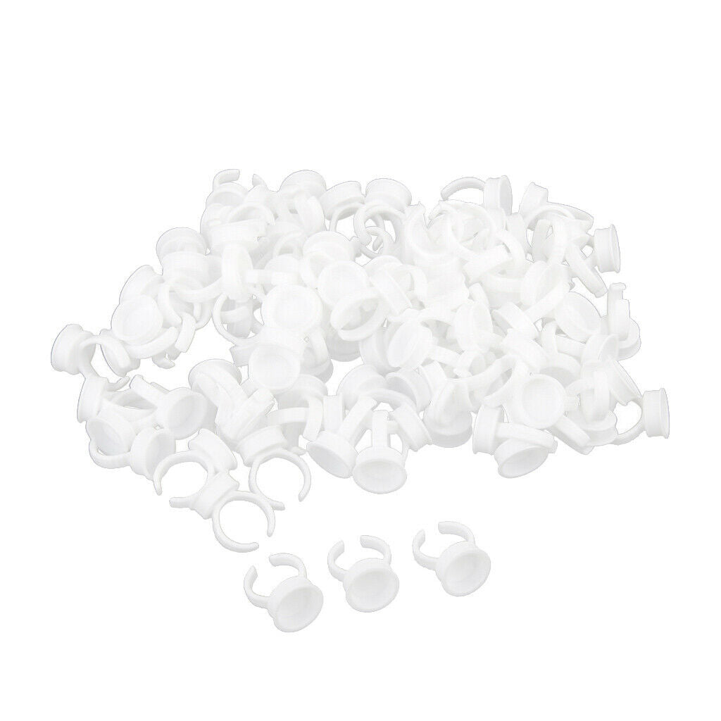 Lots 300 Disposable Plastic Eyebrow Tattoo Ink Pigment Cups Caps Rings