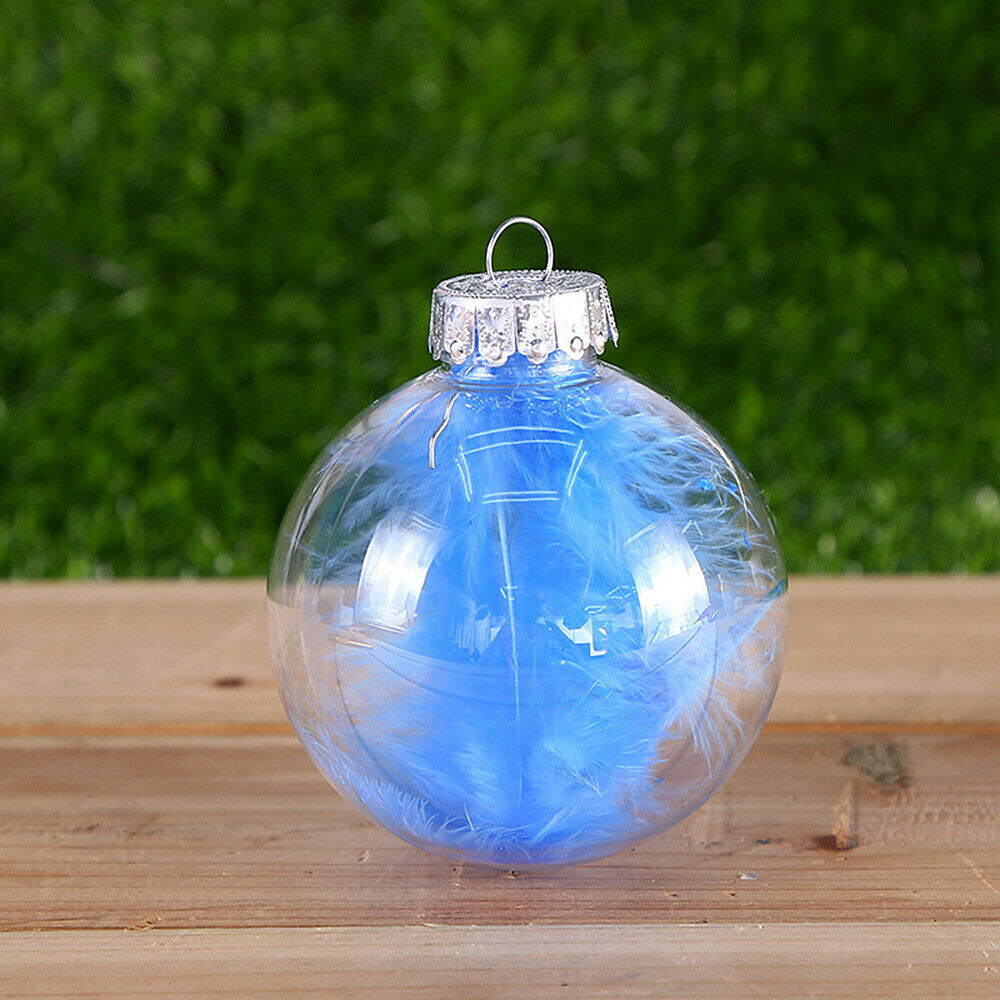 5x Christmas Clear Feather Ball DIY Xmas Party Hanging Pendant Decor Mixed Color