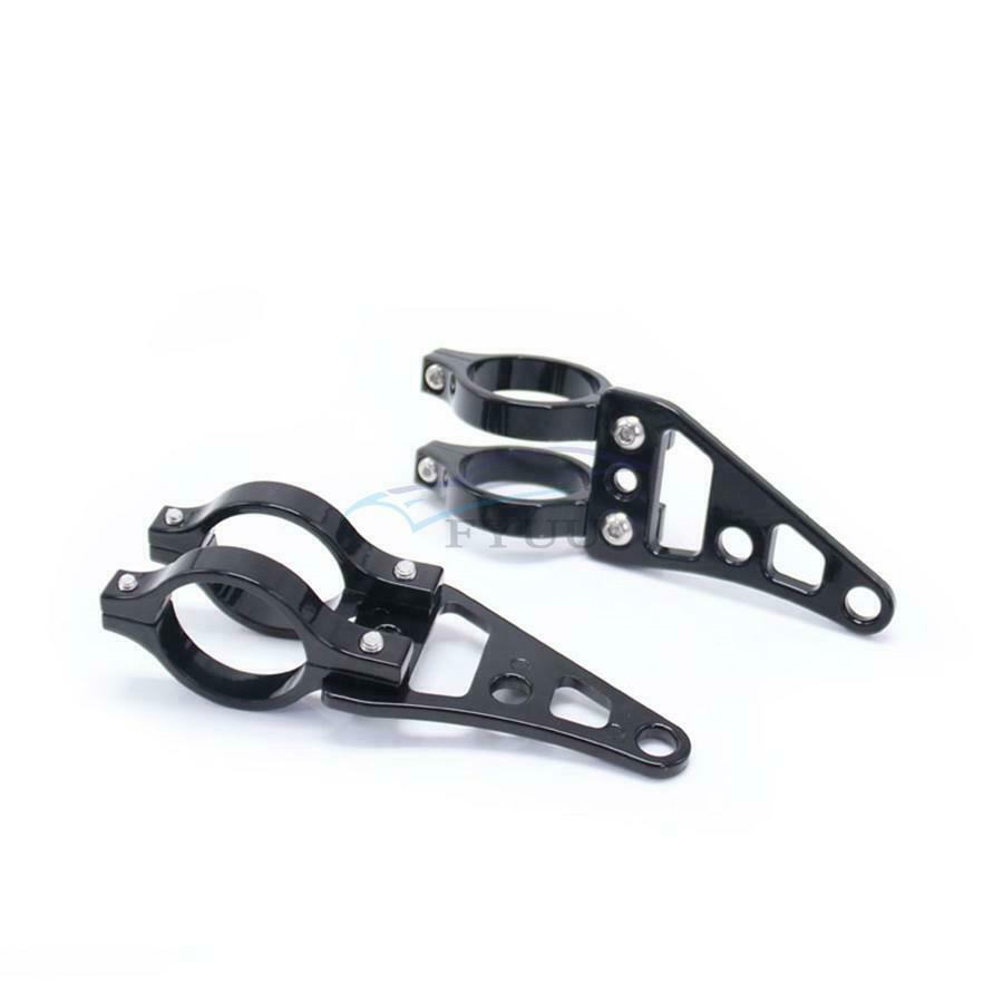 2PCS Motorcycle CNC Aluminum Alloy Front Fork Headlight Mounting Bracket Black