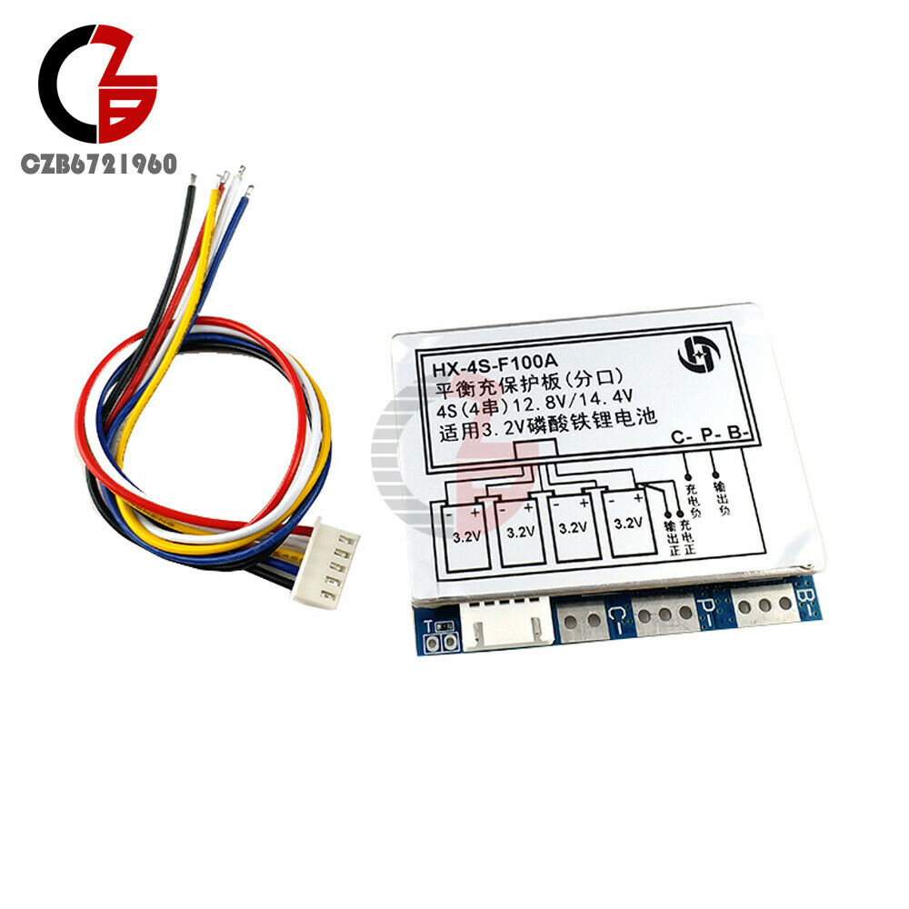 4S 100A w/Balance 3.2V LiFePo4 LiFe 18650 Battery BMS Protection PCB Board 14.4V