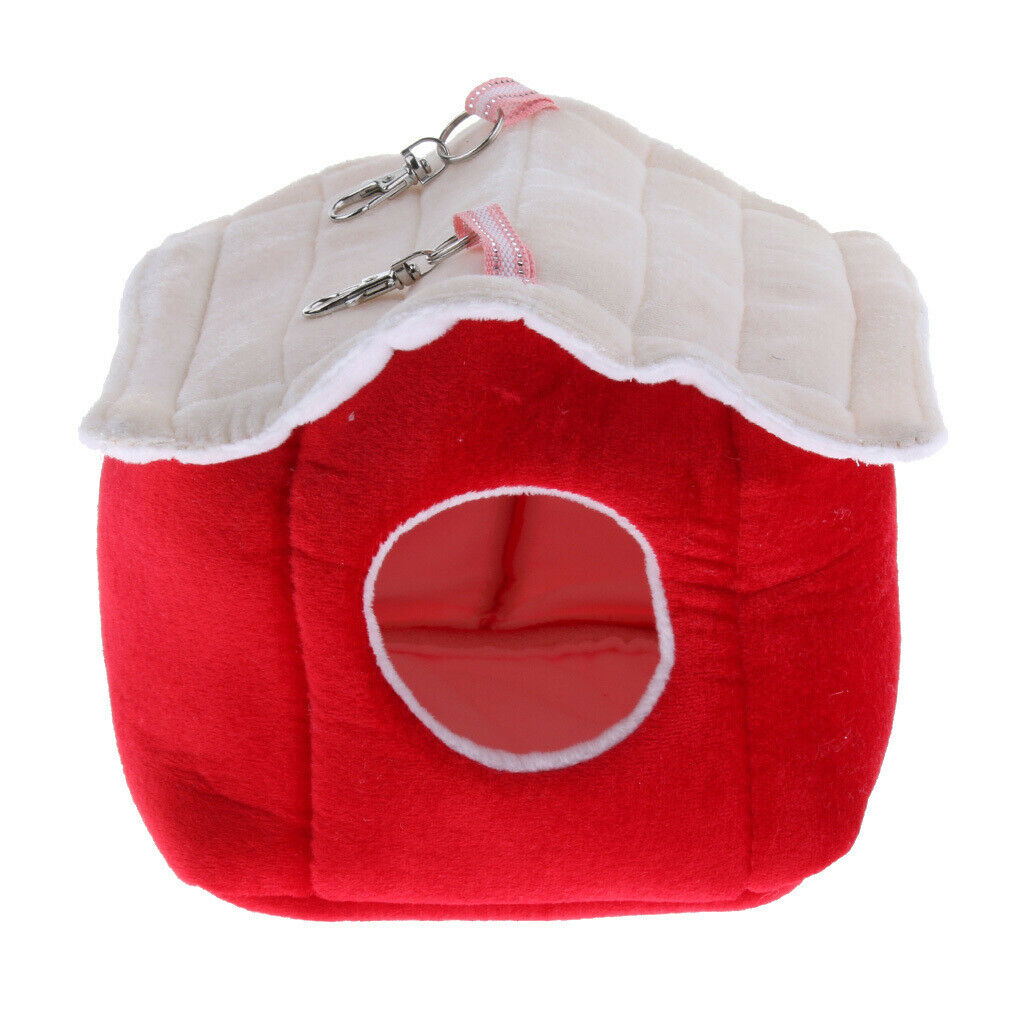 Winter Warm Bird Nest House Parrot Shed Hut Hanging Hammock Finch Cage Red
