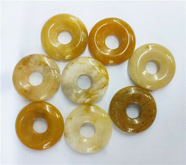 8Pcs 18mm Natural Yellow Aventurine Donuts Pendant Bead DIY Jewelry Making HH225