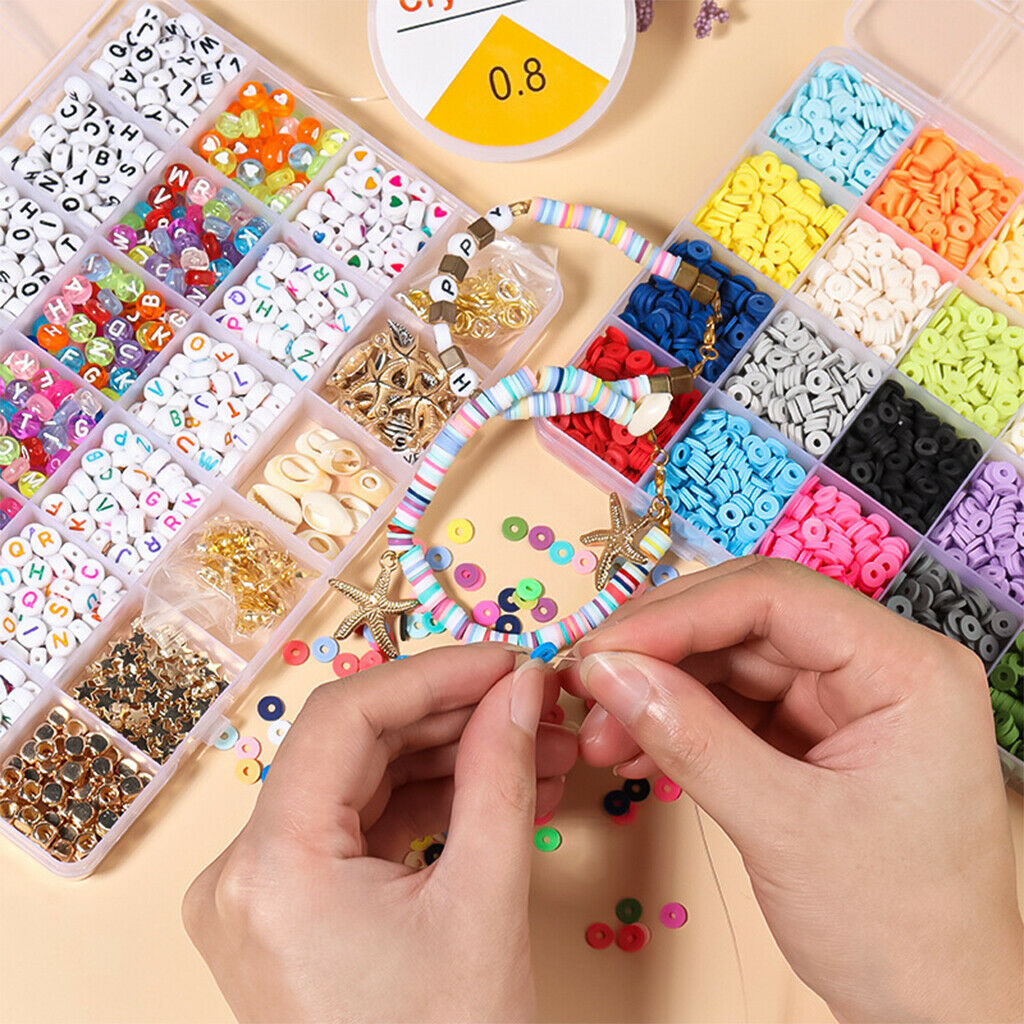 5848 Pcs Clay Heishi Beads Disc Beads Kit for Bracelets Necklace Handmade