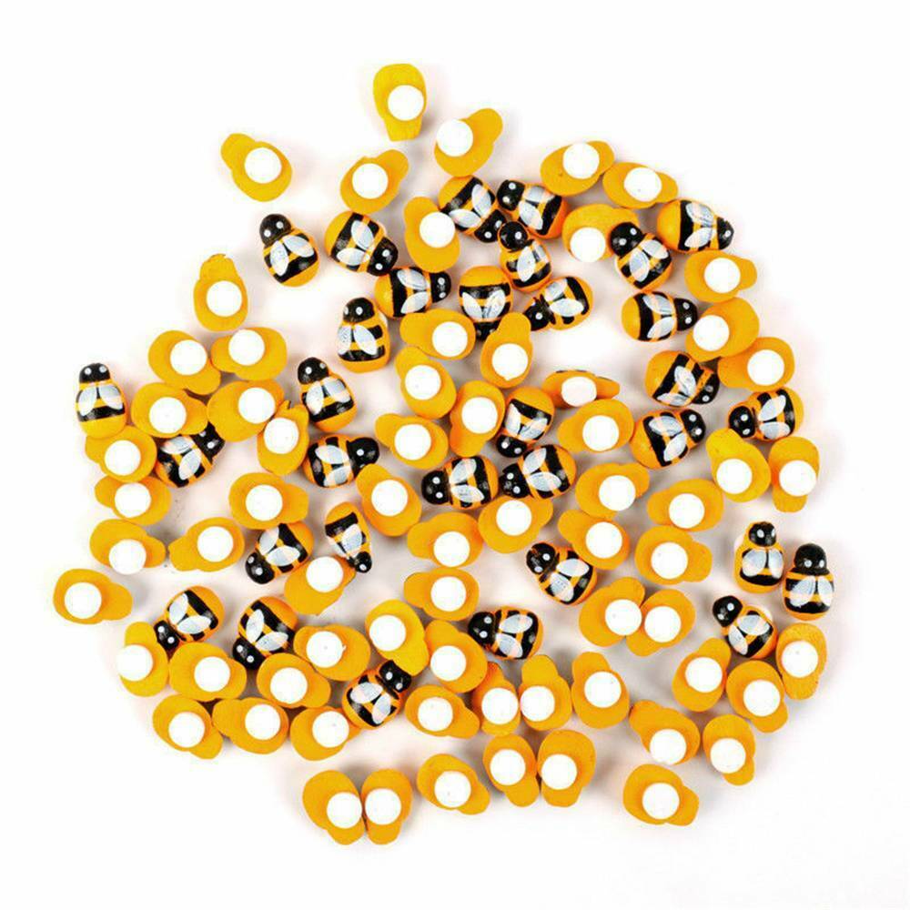 Wholesale 100x Home Decor Mini Bee Wooden Sponge Self-Adhesive Wall Stickers DIY