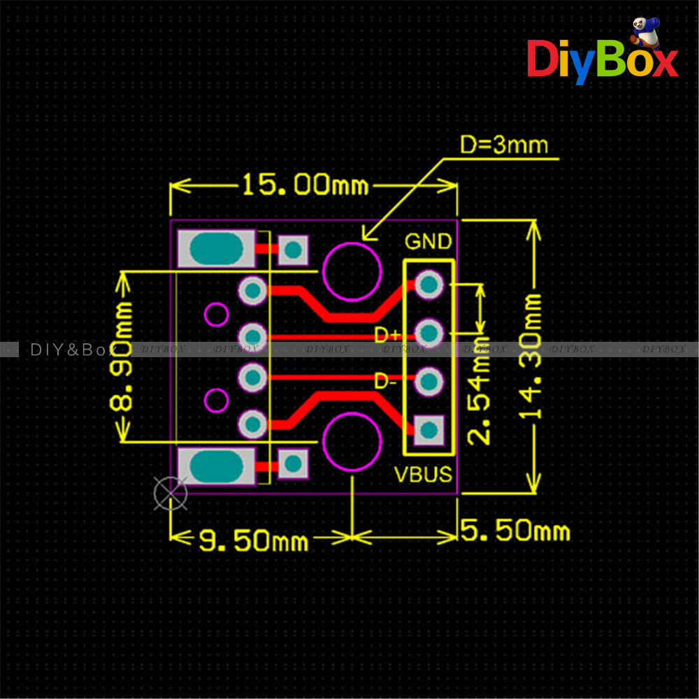 10 PCS mini USB to DIP Adapter Converter 4Pin for 2.54mm PCB Board Power Supply