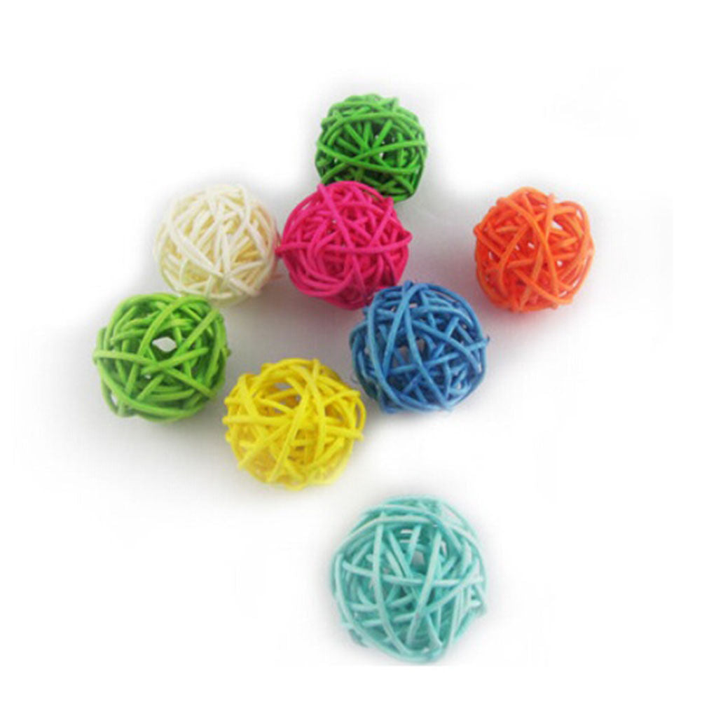 Rattan Colorful Pet Bird Claw Toys Parrot Ball Harness Parakeet Budgie Cag.l8