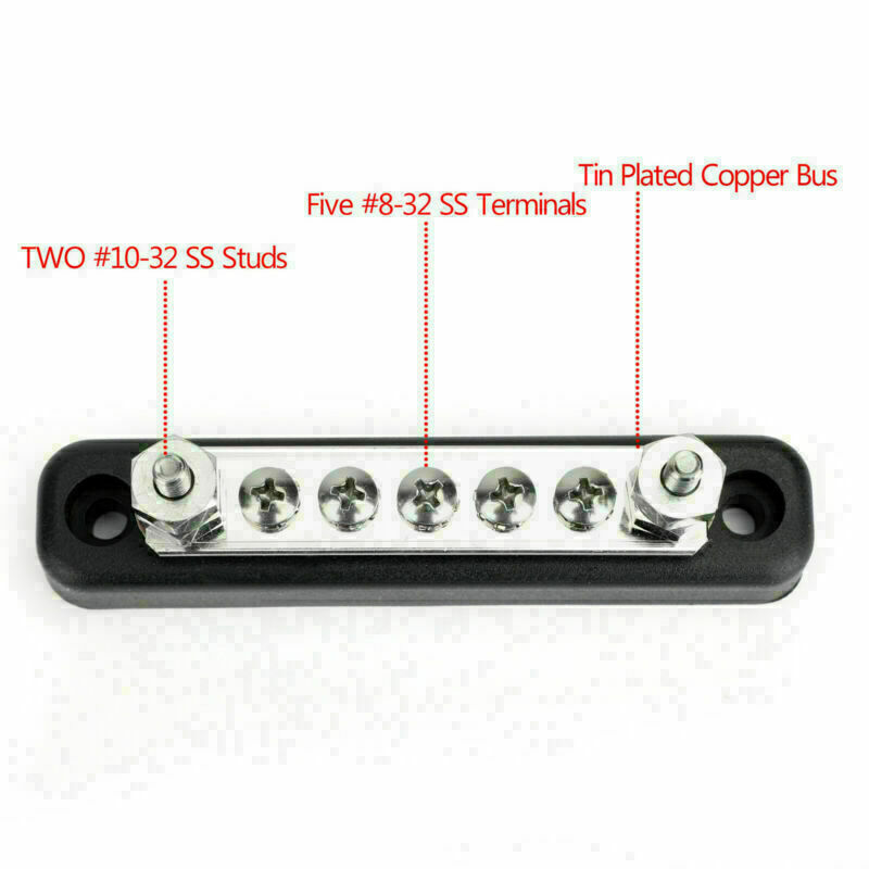 5 Point/100A Buss Bar Distribution Block Terminal Block Fit Auto Marine Vehicle