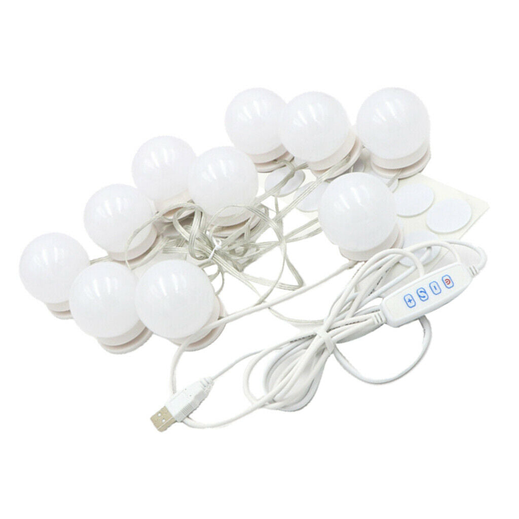 10 Pieces Vanity Lights Fitting Mirror Light Bulbs Lamp USB Adapter 3 Colors