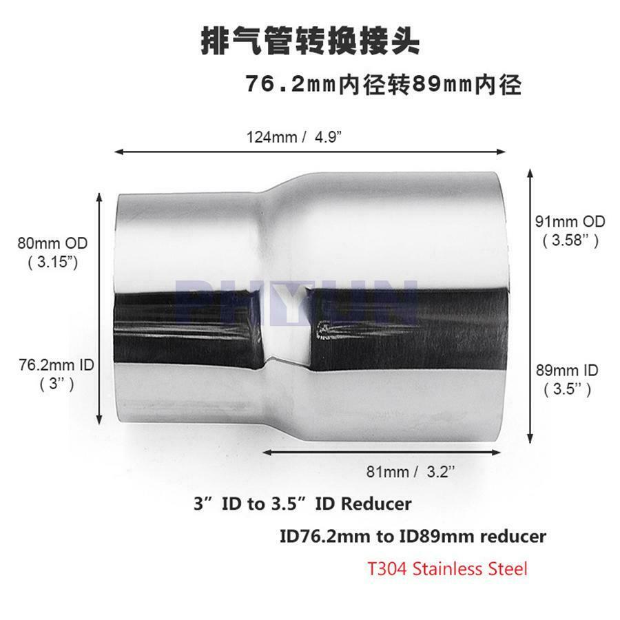 1x 3.5" ID to 3" ID Exhaust Pipe Reducer Adapter Connector 124mm Stainless Steel
