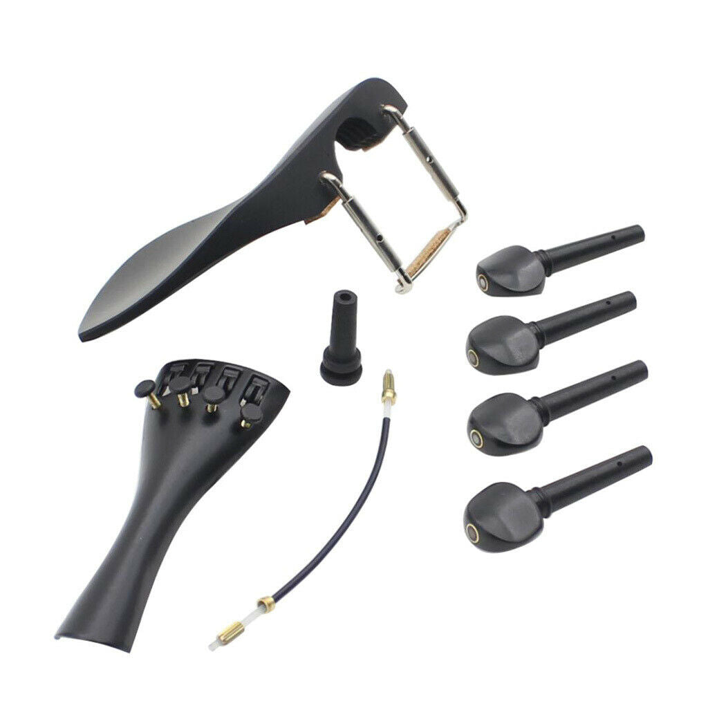 4/4 Full Size Violin Chinrest Tuning Pegs Tailpiece Tail Nail Tail Gut Set