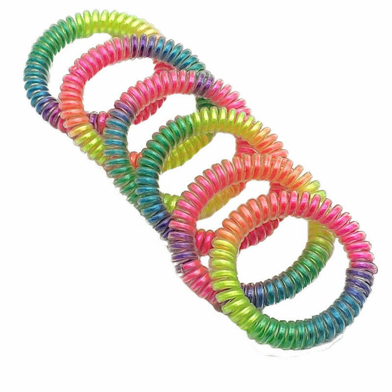 10pcs Rainbow Phone Wire Hair Ties No Crease Ponytail Spiral Hair Ties Plastic
