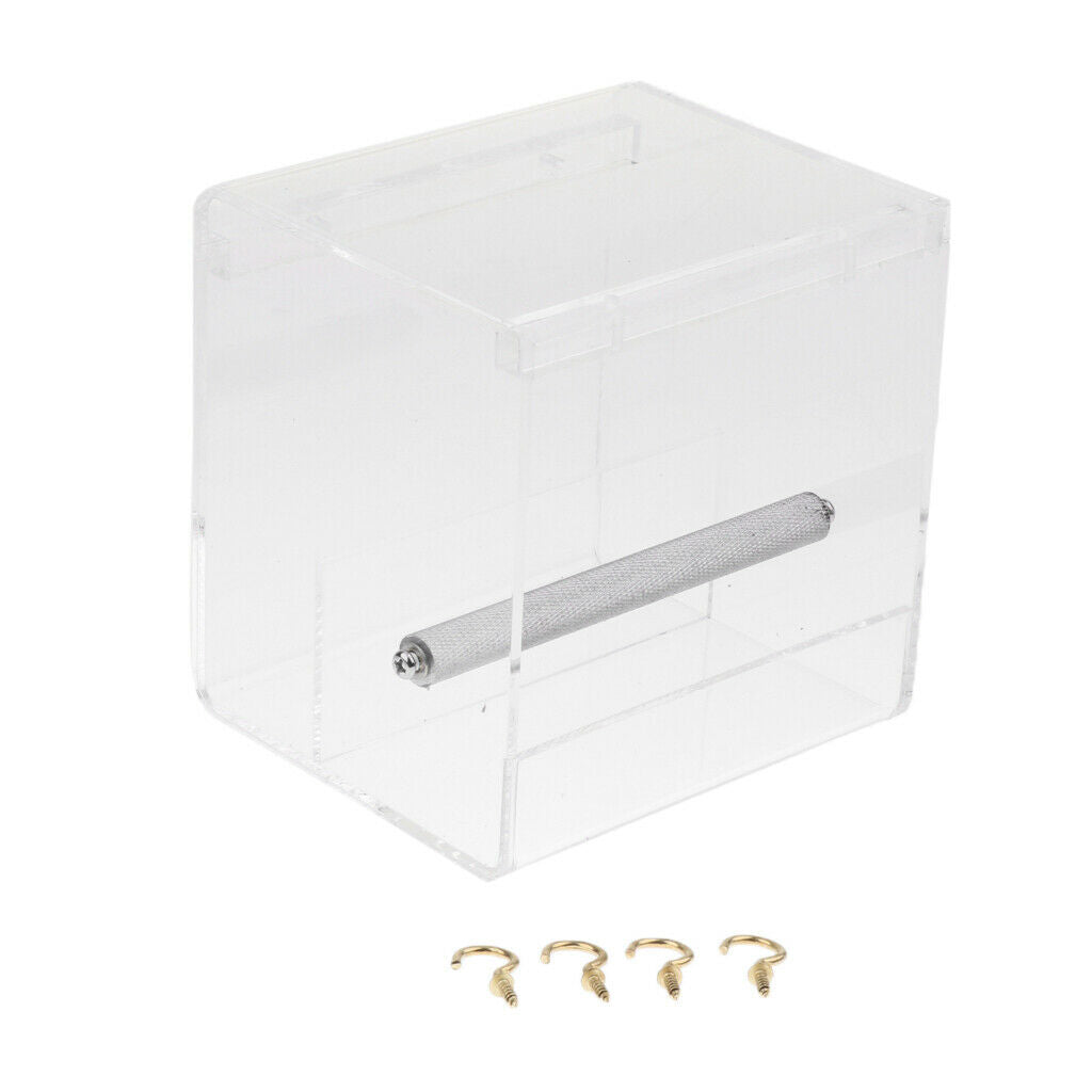 Pet Bird Feeder Food Water Feeding Box Parrot Finch Dispenser Cage Perch S