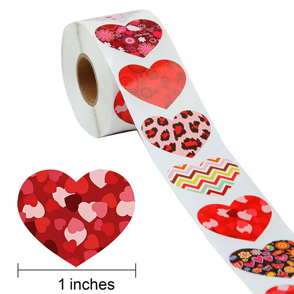 1 Roll 1" Valentine's Day Heart Stickers Sealing Label Gift Packing Decoration