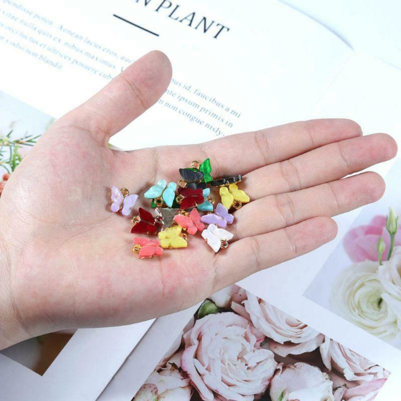 30Pieces Colorful Charms Acrylic Butterfly Bracelet Pendant for Jewelry Necklace