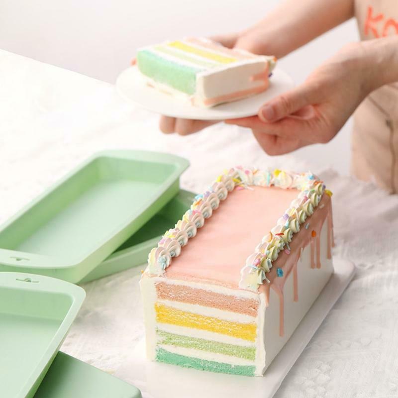4pcs Silicone Material Cake Pan Rainbow Cake Pans Rectangle Silicone Baking Pans