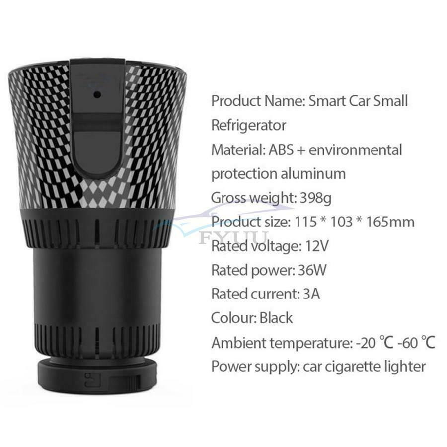 12V Carbon Fiber Black Car 2 in 1 Smart Heating Cooling Cup Water Coffee Heating