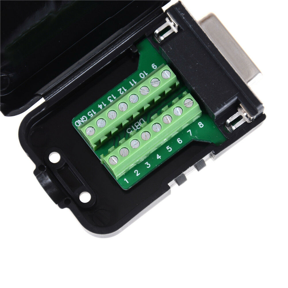 DB15 Female D-SUB 2 Row 15-Pin Plug Breakout Terminal SolderlessConnectorScrY1
