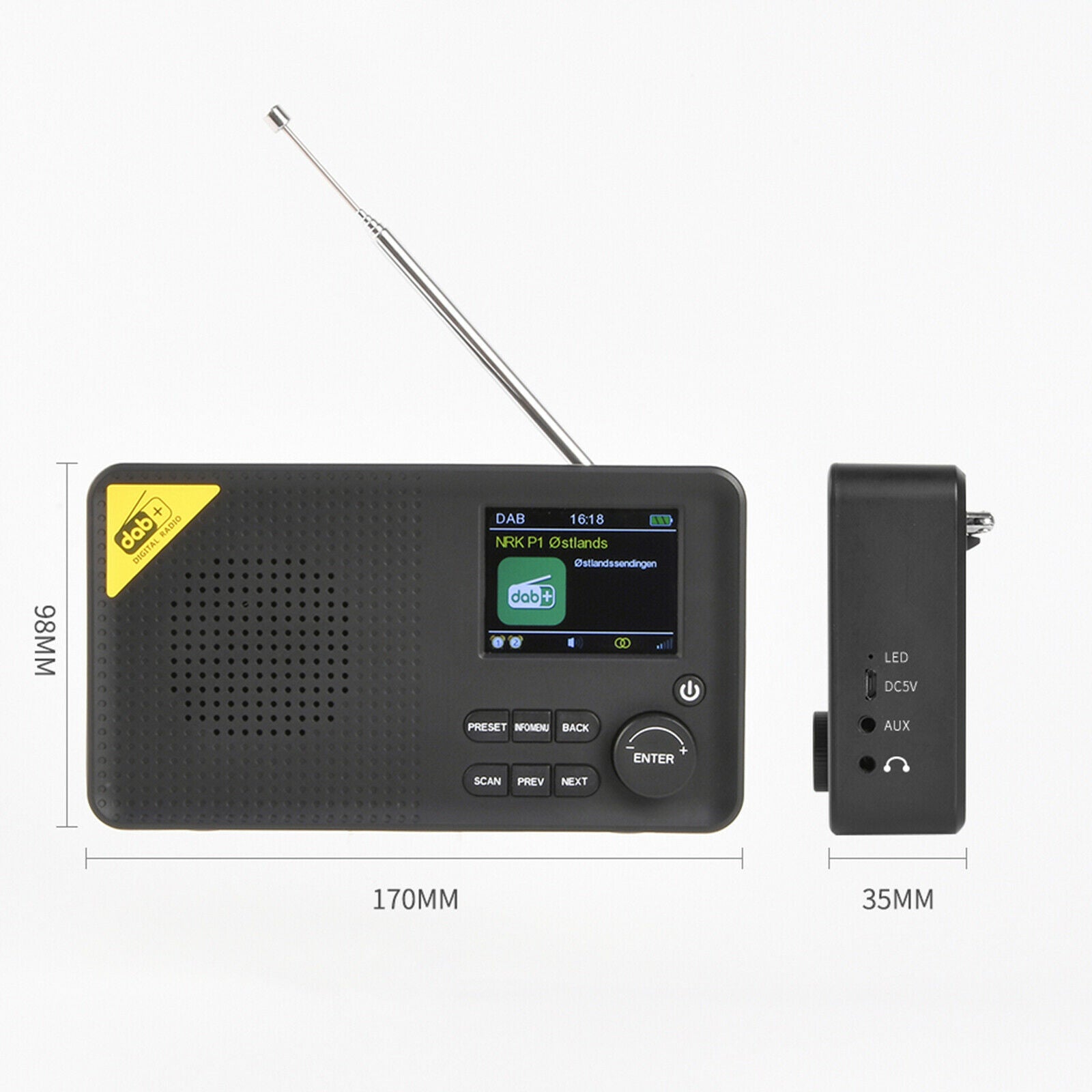 Digital Radio DAB/DAB+ FM Receiver Headphones Output Home Office Gift Elder