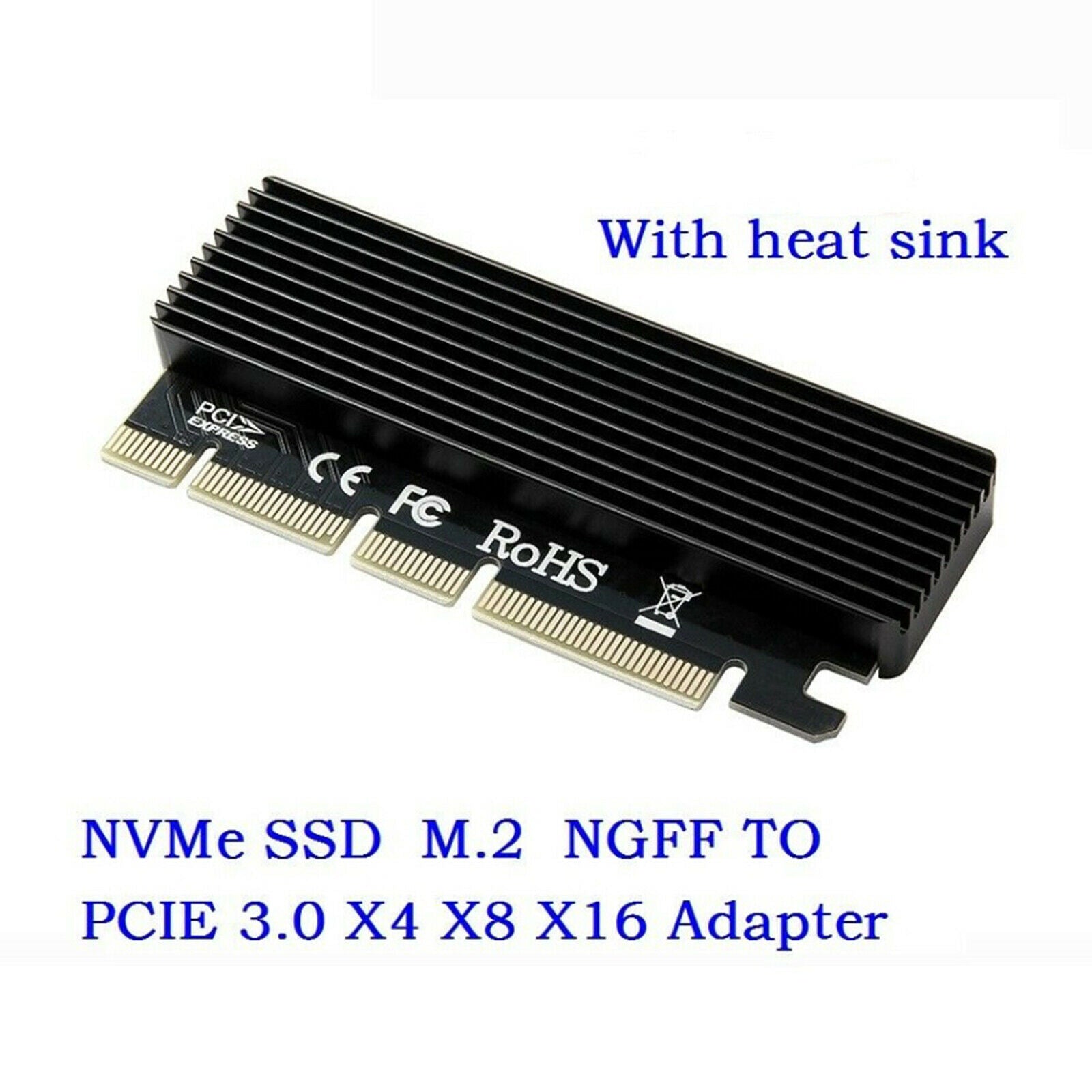 M.2 NVMe Adapter PCIe SSD PCI-e x4x8x16 Adapter Card with Heat Sink for 2280