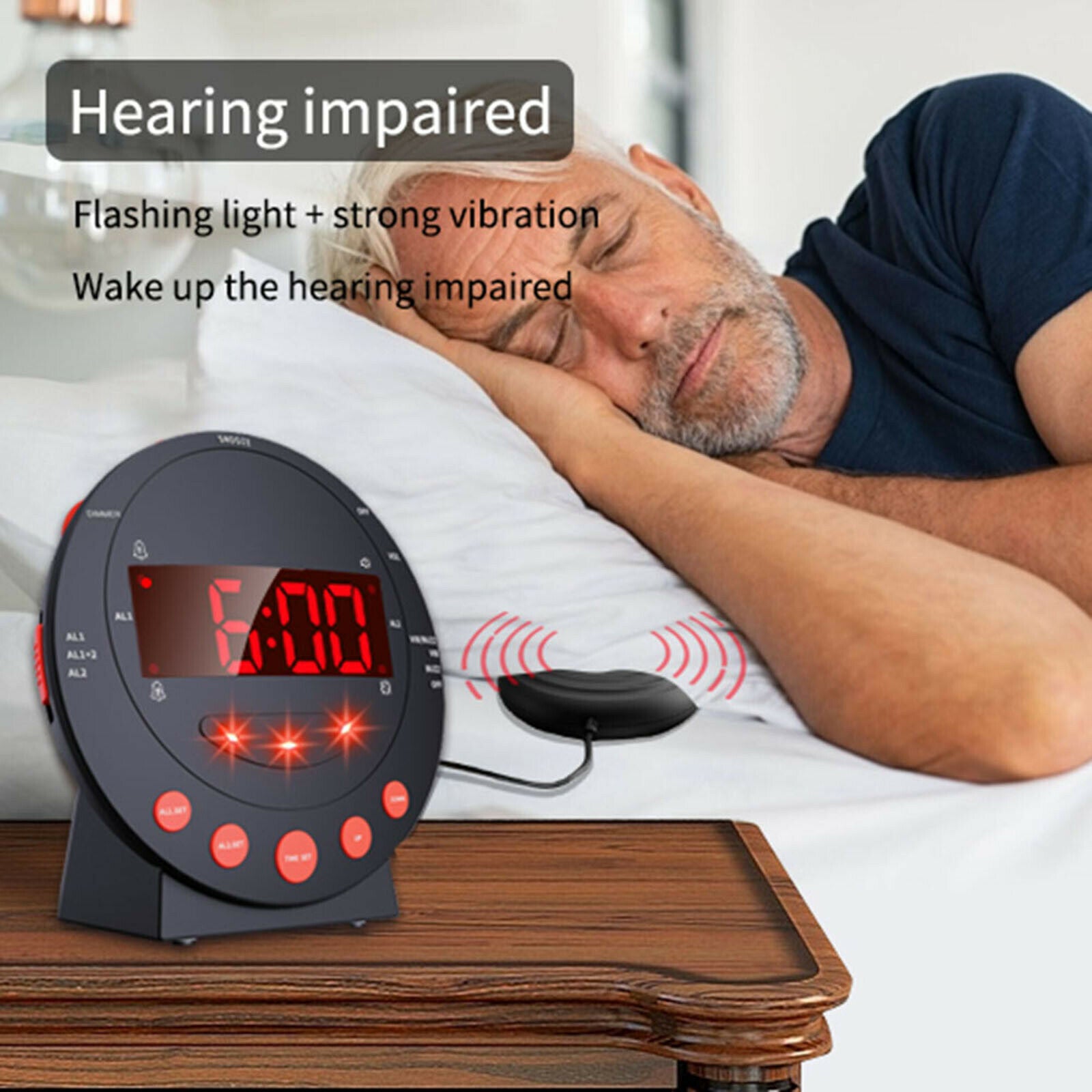 Loud Digital Alarm Clock w/ Super Bed Shaker Vibrating for Heavy Sleepers Deaf @