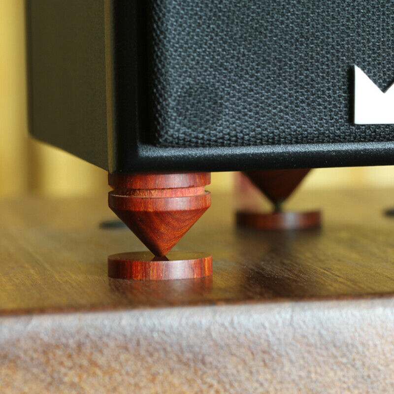 8Pcs Rosewood Speaker Isolation Feet Stand 23mm/0.91" Wooden Spikes + Base Pads