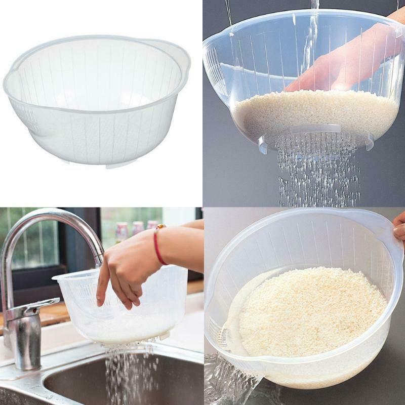 Rice Washing Bowl with Side and Bottom Drainers for Fruits and Vegetables Kitche