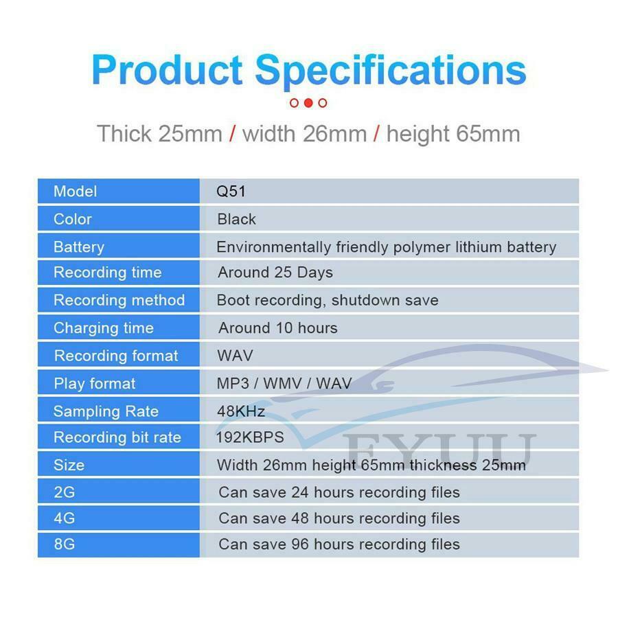 Voice Activated Recording Device Mini Digital Audio Recording Device Hidden Q51