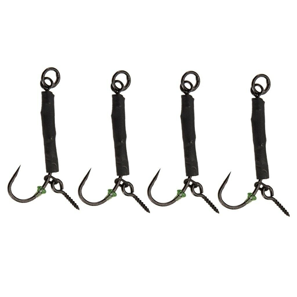 4pcs Fishing Ronnie Rigs Carp Fishing Spinner Rigs Assist Hooks 08 barbless