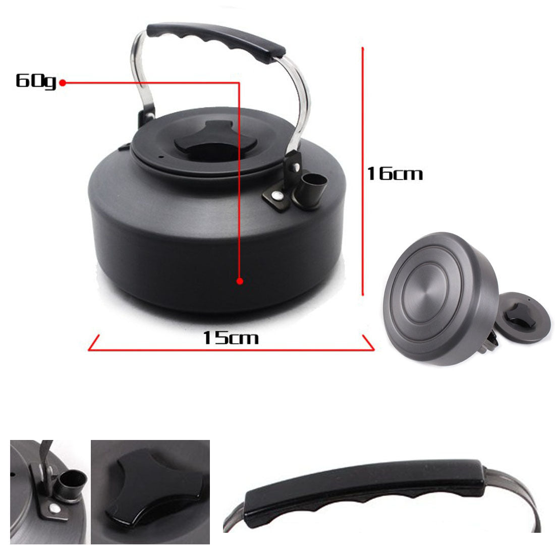 Survival Camping Hiking Picnic Best Aluminum Water Coffee Teapot Kettle 1.1L