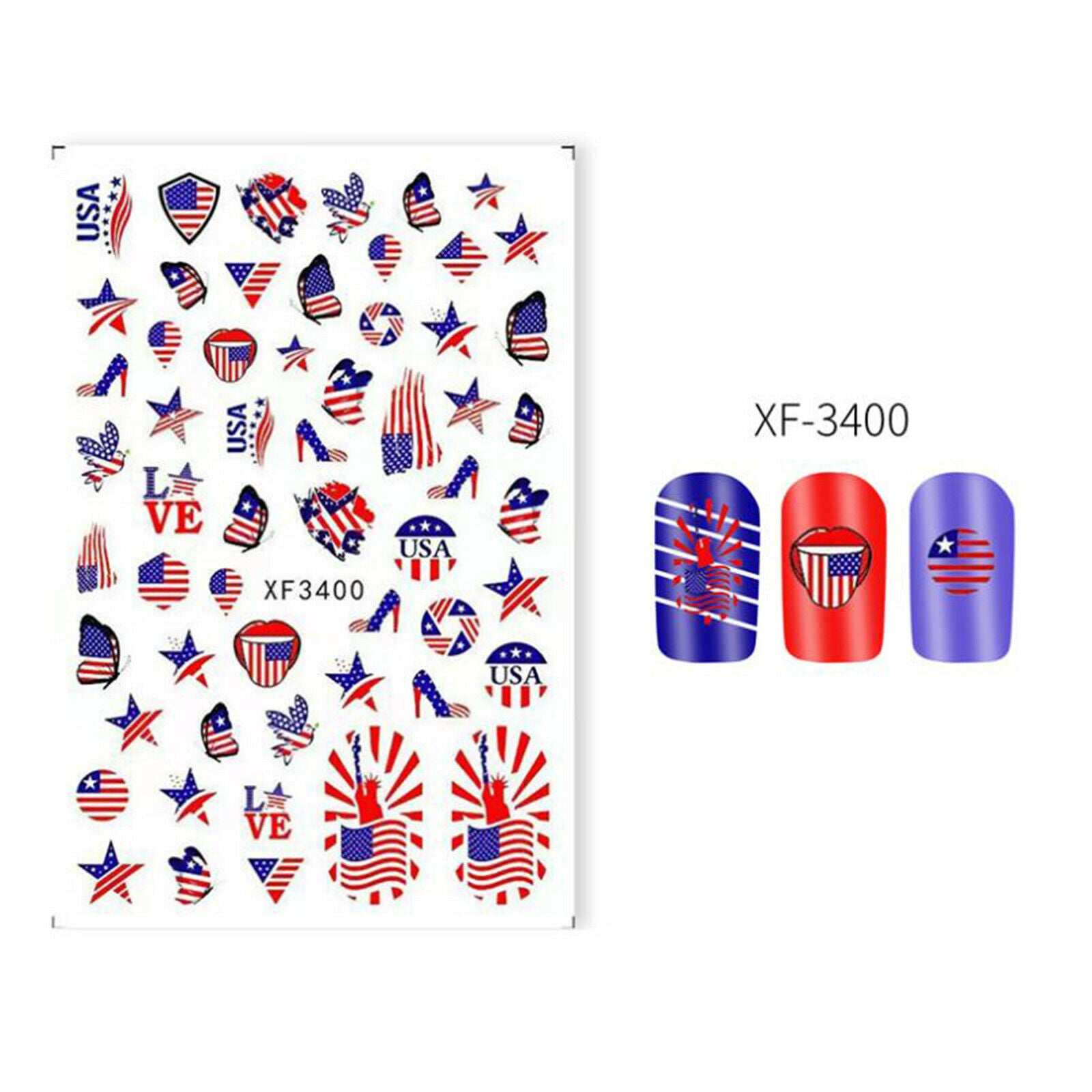 New Girls American Flag Nail Art Stickers Adhesive Decals Nail Wraps Decors