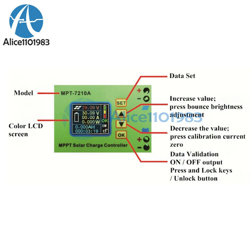 MPT-7210A MPPT Solar Battery Charging Controller Module DC12-60V to 15V-90V